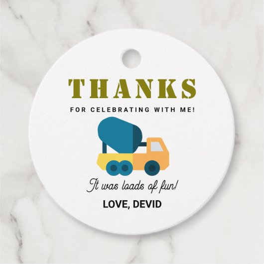 建築トラック誕生日メッセージカード フェイバータグ (正面)