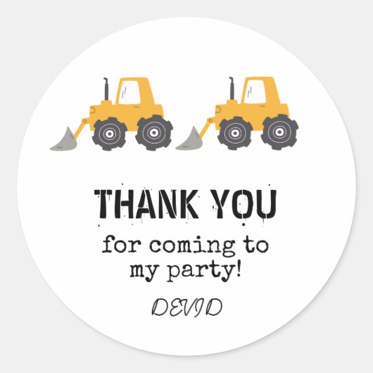 建築トラック誕生日ラウンドステッカー ラウンドシール (正面)