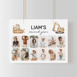 建築トラック誕生日写真コラージポスター ポスター