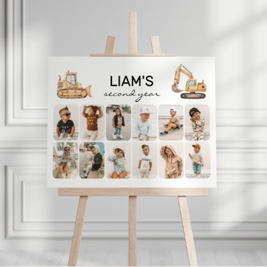 建築トラック誕生日写真コラージポスター ポスター