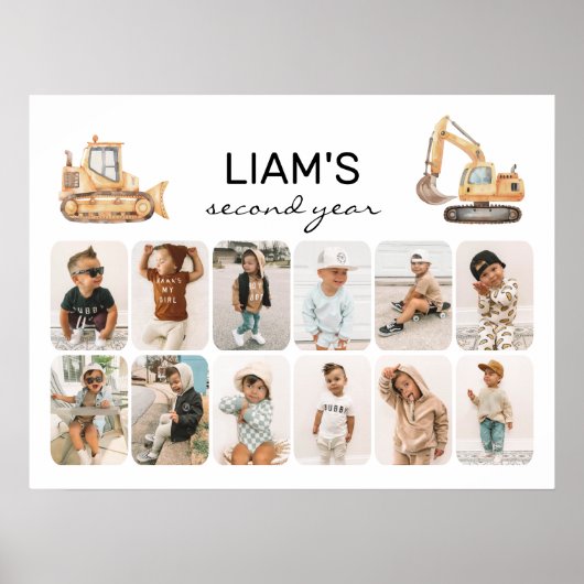 建築トラック誕生日写真コラージポスター ポスター (正面)