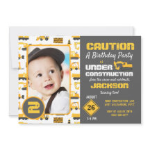 建築トラック誕生日写真招待状