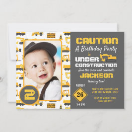 建築トラック誕生日写真招待状 招待状