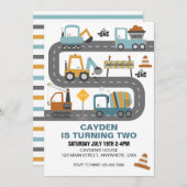 建築トラック誕生日招待状 招待状 (正面/裏面)