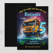 建築トラック誕生日招待状 招待状 (正面/裏面)