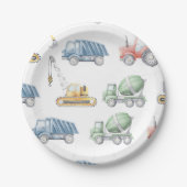 建築トラック誕生日紙プレート ペーパープレート (正面)
