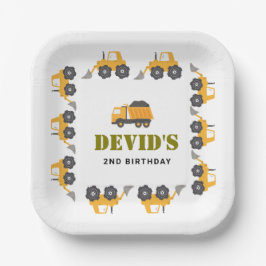 建築トラック誕生日紙プレート ペーパープレート