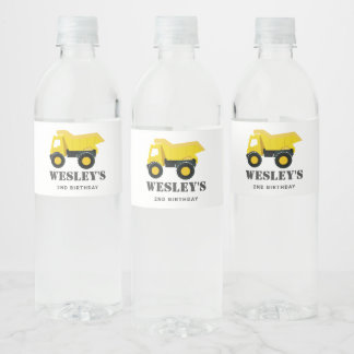 建築トラック誕生日 ペットボトルラベル