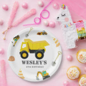 建築トラック誕生日 ペーパープレート (パーティー)