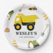 建築トラック誕生日 ペーパープレート (正面)