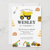 建築トラック誕生日 招待状 (正面)