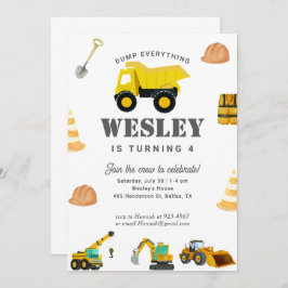 建築トラック誕生日 招待状