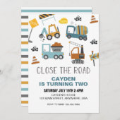 建築トラック誕生日 招待状 (正面/裏面)