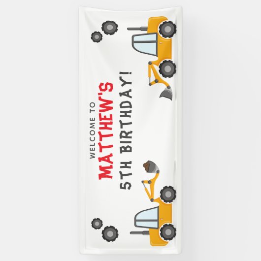 建築トラック誕生日 横断幕 (縦)