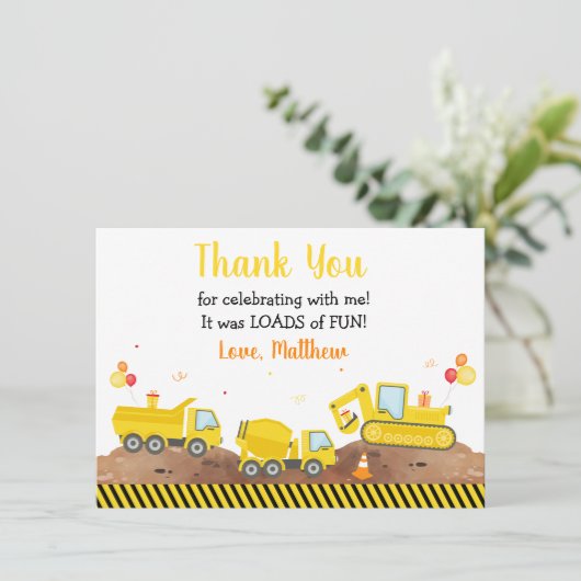 建築トラック負荷おもしろい誕生日ありがとう サンキューカード (スタンド正面)
