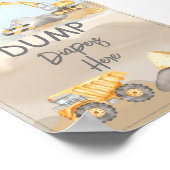 建築トラック赤ちゃんシャワーダンプオムツ ポスター (角)