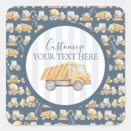 建築トラック赤ちゃんシャワー スクエアシール