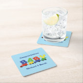 建築トラック赤ちゃんシャワー スクエアペーパーコースター (インサイチュ)