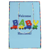 建築トラック赤ちゃんシャワー ミディアムペーパーバッグ (裏面)