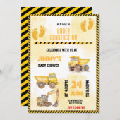 建築トラック赤ちゃんシャワー 招待状 (正面/裏面)