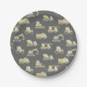 建築トラック車ボーイズバースデーパーティー ペーパープレート (正面)