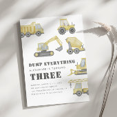 建築トラック車ボーイズバースデーパーティー 招待状