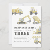 建築トラック車ボーイズバースデーパーティー 招待状 (正面)