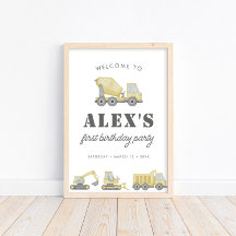 建築トラック車ボーイズ1歳の誕生日