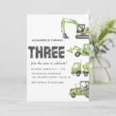 建築トラック車ボーイズ3歳の誕生日 招待状 (スタンド正面)