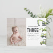 建築トラック車ボーイズ3歳の誕生日 招待状 (スタンド正面)