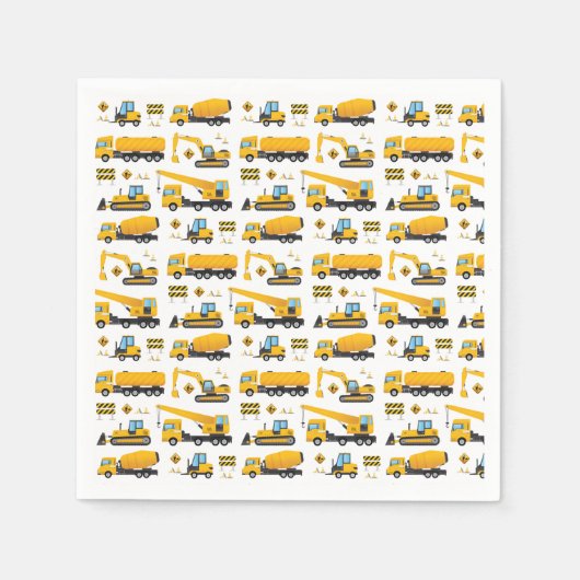 建築トラック車両パターンパーティーデコ スタンダードカクテルナプキン (正面)