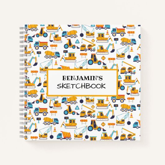 建築トラック車両パーソナライズされたスケッチブック ノートブック (正面)