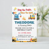 建築トラック車男の子2歳の誕生日 サンキューカード (スタンド正面)