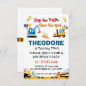 建築トラック車男の子2歳の誕生日 サンキューカード (正面/裏面)