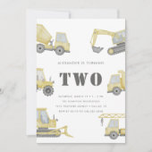 建築トラック車男の子2歳の誕生日 招待状 (正面)