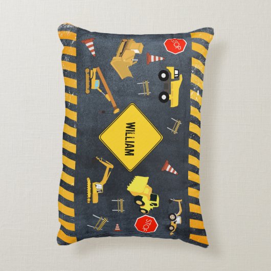 建築トラック重機械少年の名前 アクセントクッション (裏面(縦))