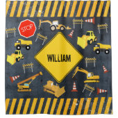 建築トラック重機械少年の名前 シャワーカーテン (正面)