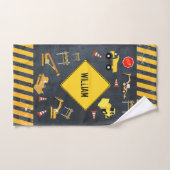 建築トラック重機械少年の名前 バスタオルセット (ハンドタオル)