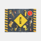 建築トラック重機械少年の名前 フリースブランケット (正面(横))