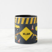 建築トラック重機械少年の名前 マグカップ (中央)