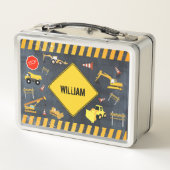 建築トラック重機械少年の名前 メタルランチボックス (裏面)