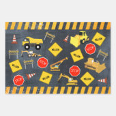 建築トラック重機械少年の名前 ラッピングペーパーシート (正面2)