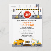 建築トラック1st誕生日パーティの招待状 ポストカード (正面/裏面)