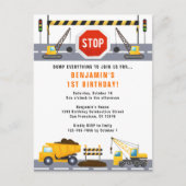 建築トラック1st誕生日パーティの招待状 ポストカード (正面)