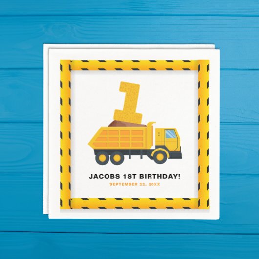 建築トラック1st誕生日パーティーナプキンス スタンダードカクテルナプキン