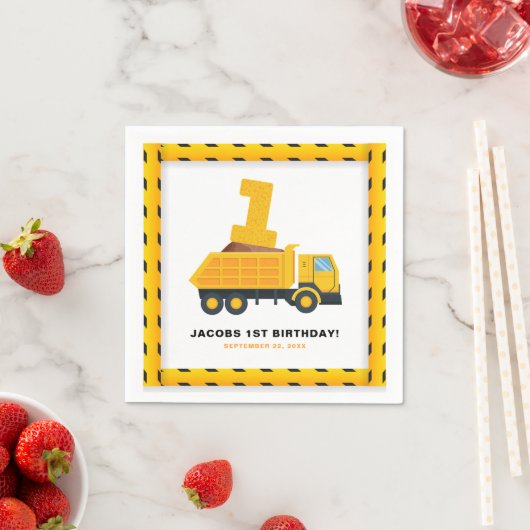 建築トラック1st誕生日パーティーナプキンス スタンダードカクテルナプキン (インサイチュ)