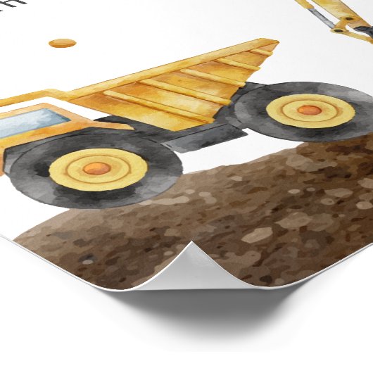 建築トラック1st誕生日マイルストーンボード ポスター (角)