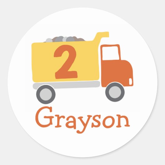 建築トラック2nd誕生日パーティーシール ラウンドシール (正面)