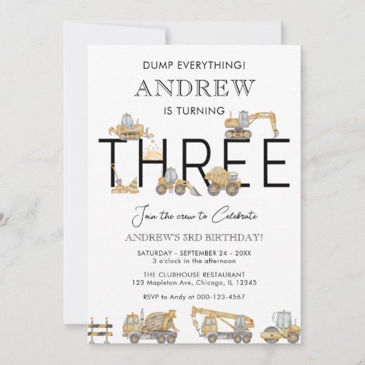 建築トラック3rd誕生日パーティの招待状 招待状 (正面)
