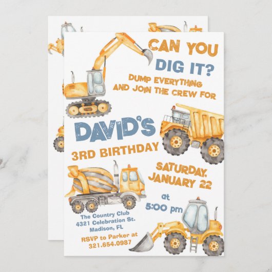 建築トラック3rd誕生日パーティー 招待状 (正面/裏面)